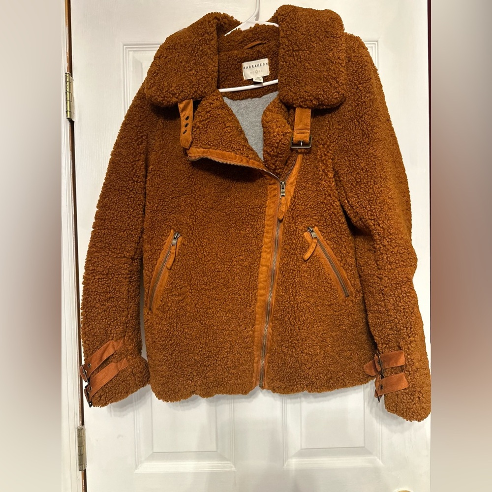 Anthro Marrakech Orange Sherpa Jacket - Picture 2 of 5